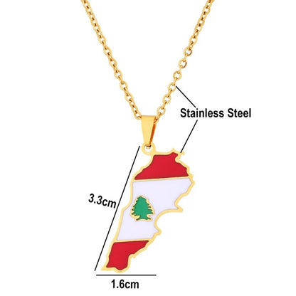 Lebanese Flag & Geography Necklace/Chain