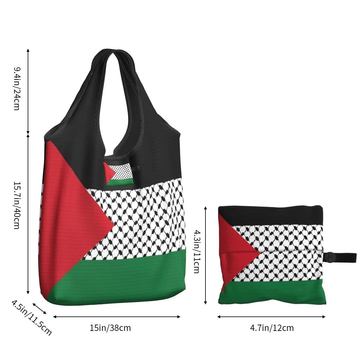 Bandera de Palestina con bolsa de keffiyeh