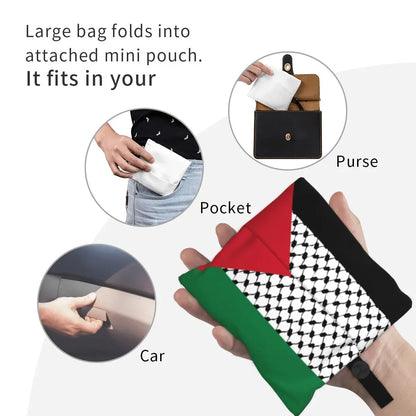 Bandera de Palestina con bolsa de keffiyeh