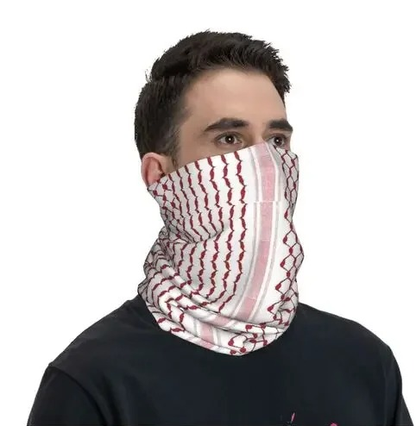 Red and White Kuffiya Kuffiya Mask/Bandana | Project Palestine