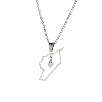 Syria Heart Geography Necklace/Chain