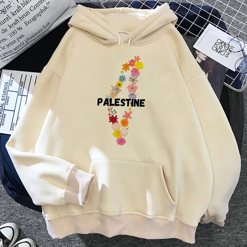 Flower Map 3 / XS Cream Color Palestine-styled Hoodies (Multiple Designs Available) | Project Palestine