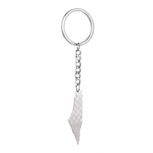 Silver Keffiyeh Geography Key Chain | Project Palestine